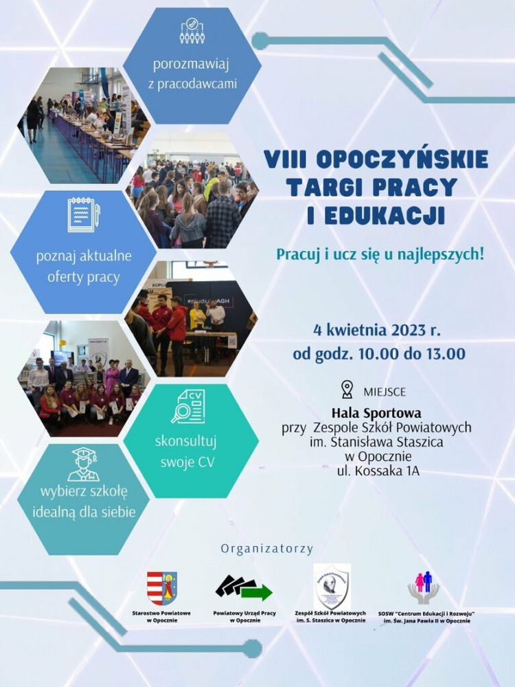 Obrazek przedstawia info o VIII Opoczyńskich Targach Pracy i Edukacji